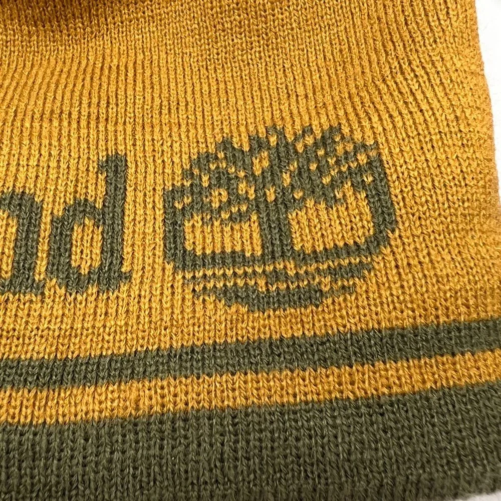 Timberland Beanie Hat Scarf Set Reversible Tan Green One Size Unisex Winter